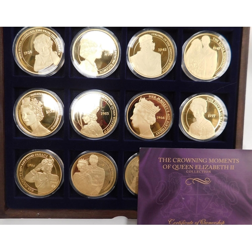 152 - Full set of 12 Crowning Moments of Queen Elizabeth II golden proof coins