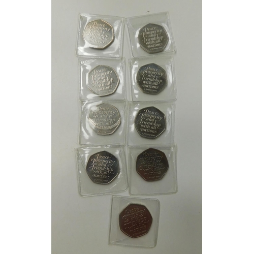 153 - Nine EU 50p coins