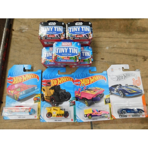 727 - Marvel tiny tins & hot wheels diecasts