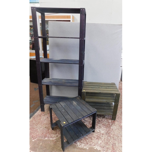 780 - Three small black shelving units