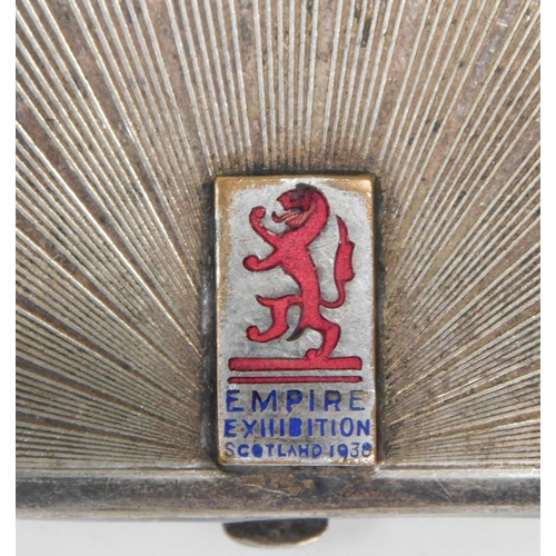 85 - Early vintage, Scottish Empire exhibition 1938, vesta case with enamel & engine turned decoration