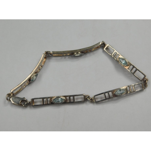 86 - Rennie Mackintosh style sterling silver blue stone bracelet