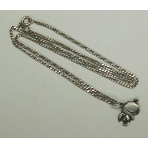 87 - Sterling silver chain with sterling silver pig pendant