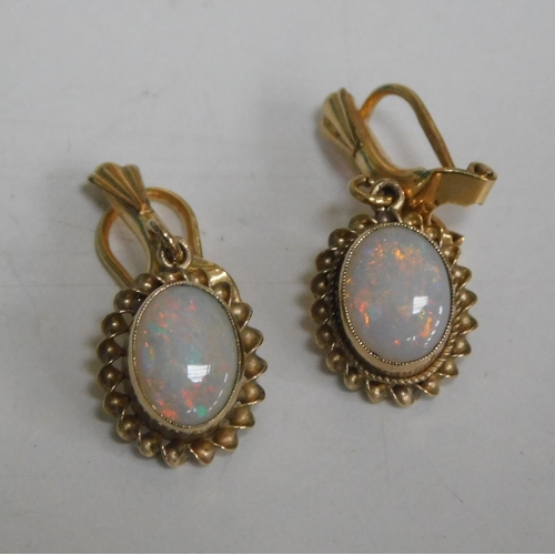 105 - Pair of 9ct gold & opal earrings-clip on