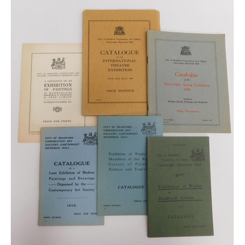 88 - 6x Rare Cartwright Hall exhibition catalogues 1908-1928 inc Fred Lawson watercolour exhibition