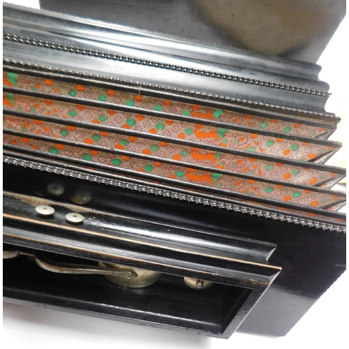 1 - Late antique/ early vintage 'Flutina' squeeze box/according with mother of pearl keys, instructions ... 