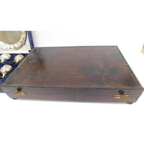 71 - Vintage cased silver plate goblets & cutlery in original wooden case