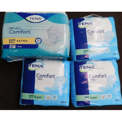 716 - 3x Packs of Tena Comfort mini super and 1x pack of Proskin Comfort extra