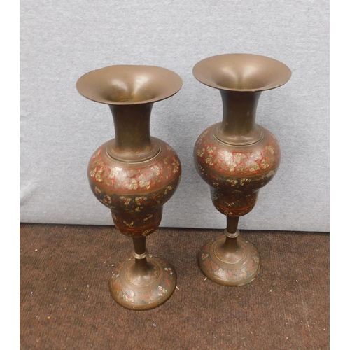 731 - Decorative brass vases x2