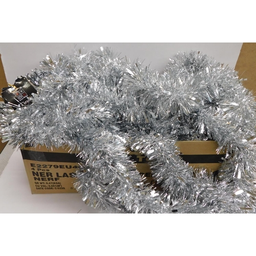 522 - Large box of silver tinsel packs