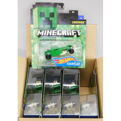 558 - Box of Minecraft creeper hot wheels