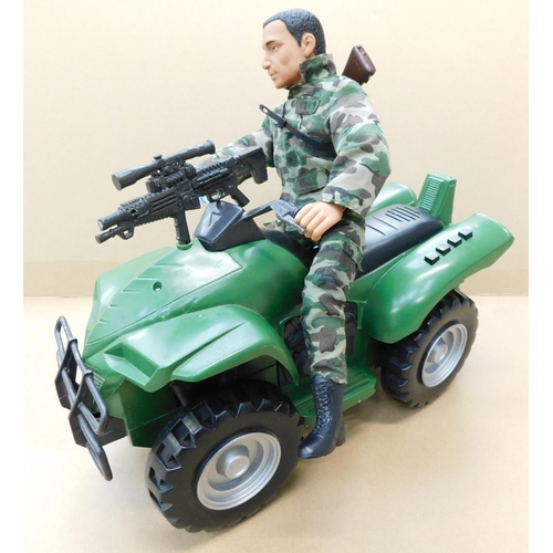 70a - Vintage military quad bike with Action man & gun