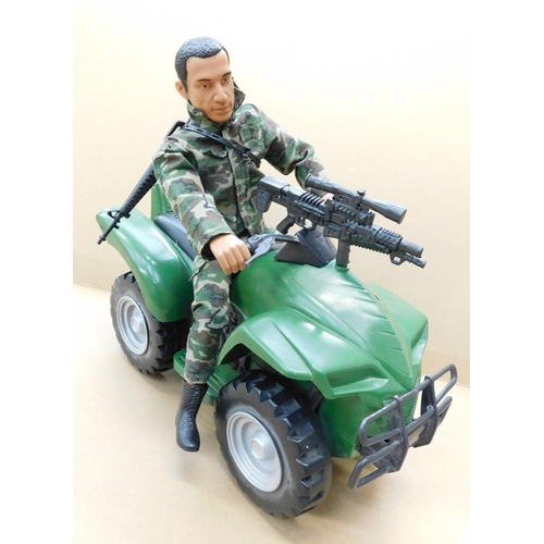 70a - Vintage military quad bike with Action man & gun