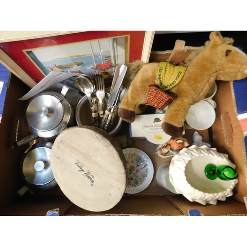 28a - Mixed box of collectables inc Vitry ware, Spode, Kirkham pottery, Ringtons pony etc