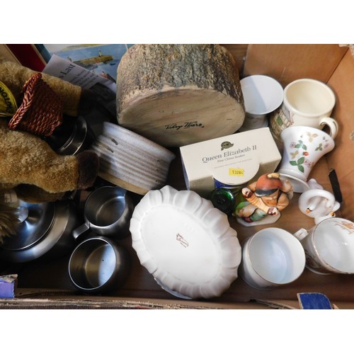 28a - Mixed box of collectables inc Vitry ware, Spode, Kirkham pottery, Ringtons pony etc