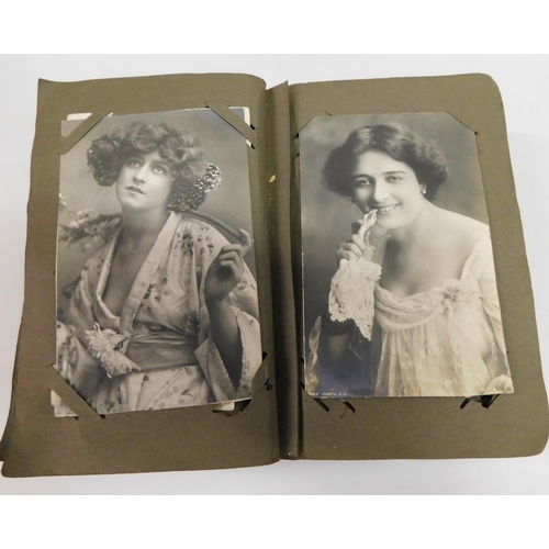 207 - Late antique/Early vintage postcard album – featuring Edwardian era actors & actresses