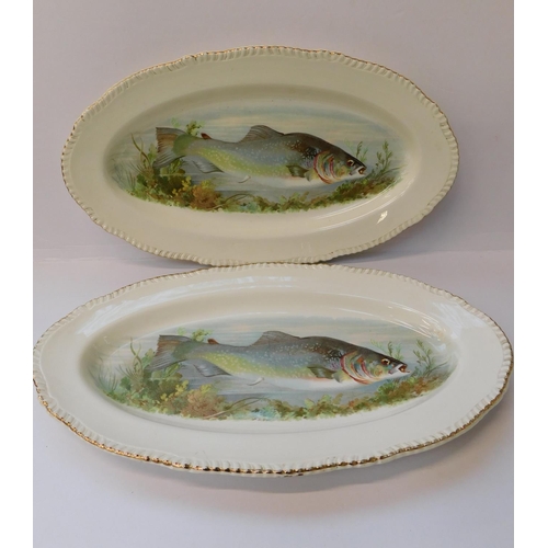 231 - Blue and white meat platter - crack on reverse and Arthur Woods fish dishes x2 - no damage