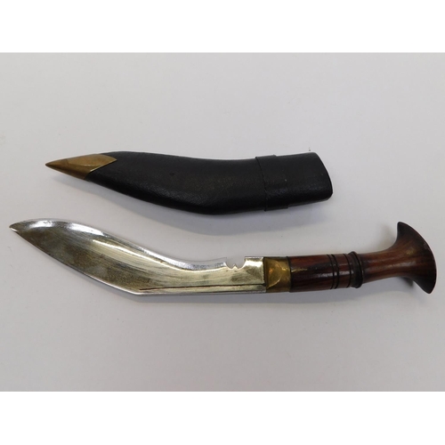 22a - Vintage wood and brass Kukri knife
