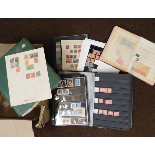 73 - Box containing stamp album pages, early material etc.