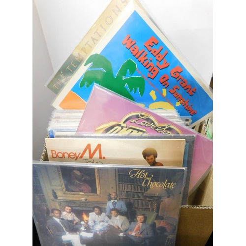 81a - Box of LP's incl. Eddy Grant, Crusaders, Hot Chocolate, Bondy M, Temptations, Gladys Knight, Bob Mar... 