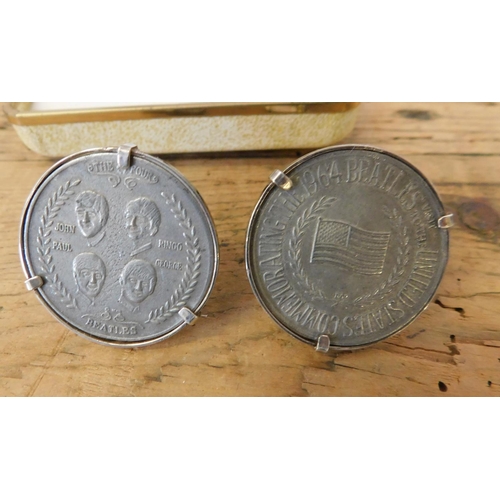 16 - Pair of Vintage, 1964 The Beatles USA commemorative tour cufflinks