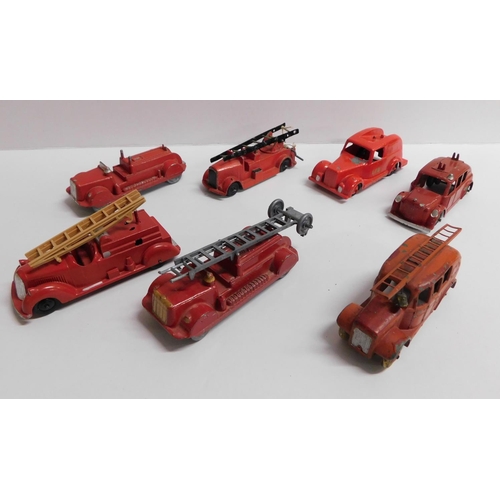 7x Vintage fire engines incl. Dinky and Timpo