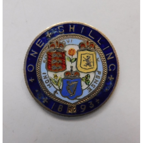 100 - 1893 1 Shilling coin - enamelled one side