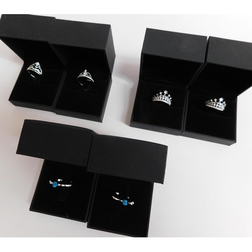 109 - 6x White gold plated dress rings