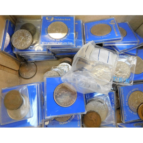 276 - Large box of coins inc 50+ crowns