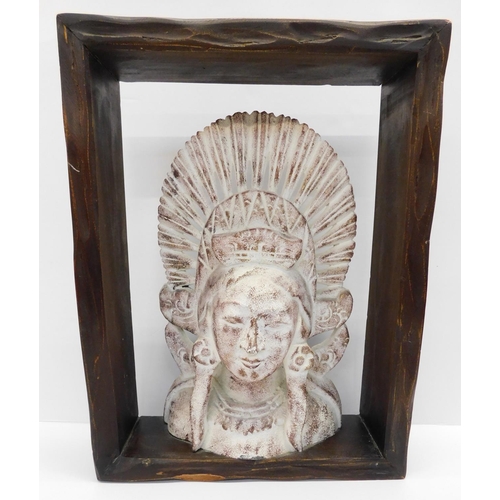 60 - Mayan framed bust - 17 1/2