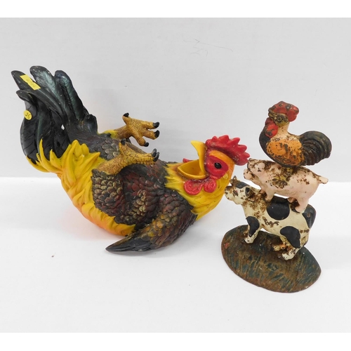 64 - Resin cockerel and doorstop