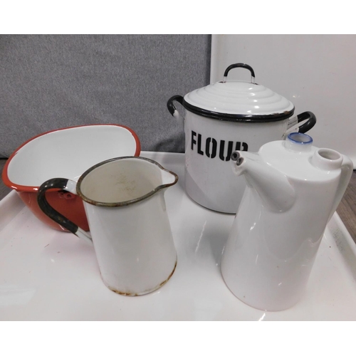 88 - 5x Very large aluminium trays with flour tub & others