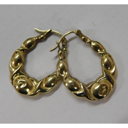 96 - Pair of 9ct gold creole earrings
