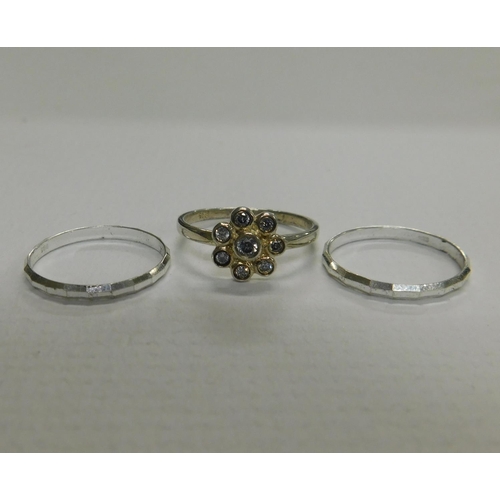 115 - 3x Silver rings, stamped 925