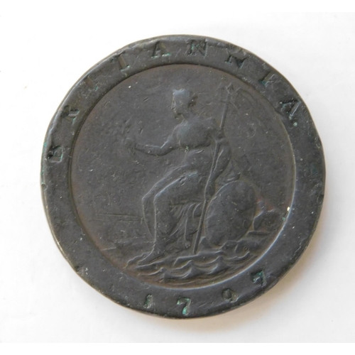 116 - Antique George III era - Cartwheel coin dated 1797