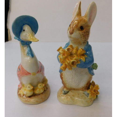 117 - Beatrix Potter Jemima Puddle Duck with ducklings and Peter Rabbit with daffodils - no damage
