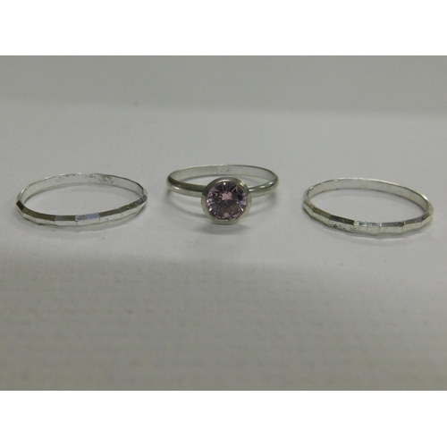 126 - 3x Silver rings, stamped 925