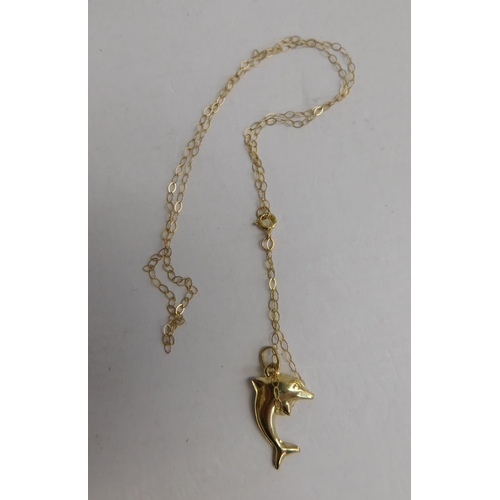 126a - 9ct Gold dolphin pendant on 9ct chain
