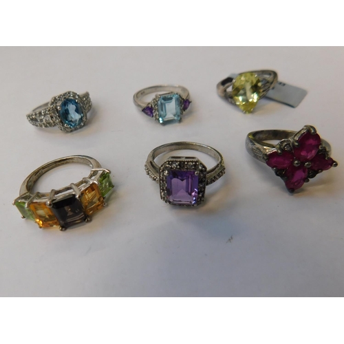 132 - 6x 925 Silver dress rings