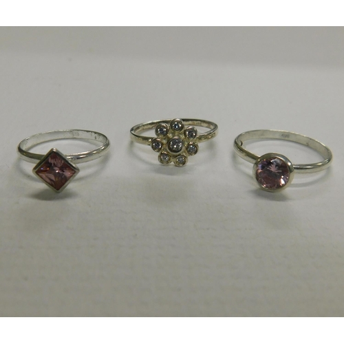 145 - 3x Silver rings, stamped 925