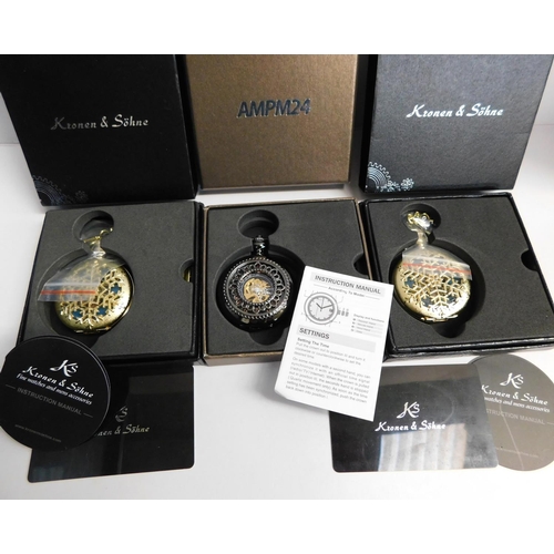 154 - 3x New/ unused boxed pocket watches