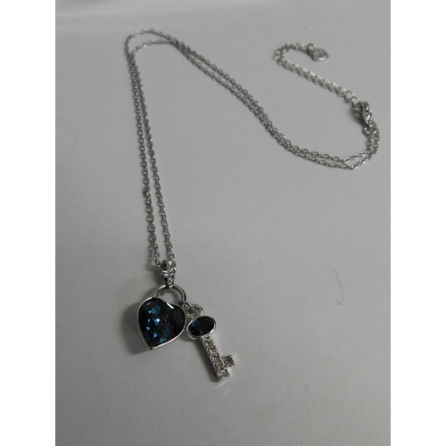 160 - 10x New/ unused boxed heart with key pendant necklaces