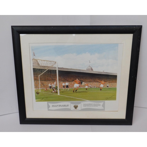 161a - Sir Stanley Matthews signed print 1953 FA cup final