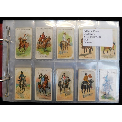 166 - 8x Full sets of cigarette cards 44x pages incl. 'Riders of the World' 1905