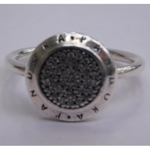 116 - Genuine 925 Pandora ring-size N with Swarovski crystals