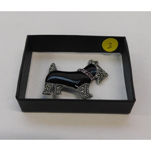 277 - Silver enamel and marcasite Dog brooch