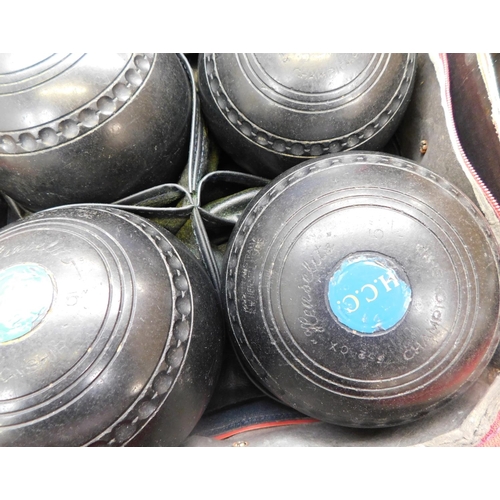 93 - Collection of Crown green bowling bowls – including sets