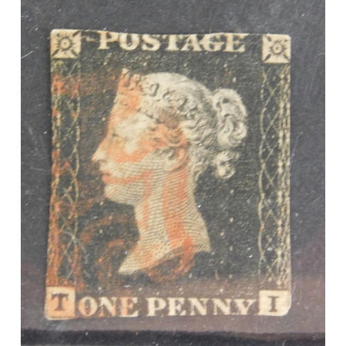 122 - 1840 Penny black, catalogued £800