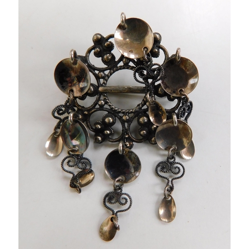 123 - Norwegian 830 silver marriage brooch