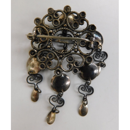 123 - Norwegian 830 silver marriage brooch